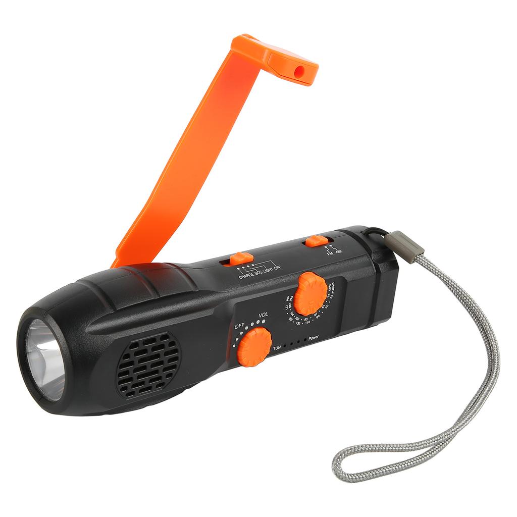 Flashlight Emergency Radio AM FM USB Charging SOS Alarm 1200mAh Small LED Hand Crank Radio for