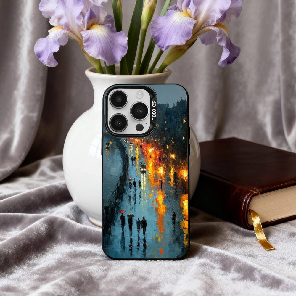 

A-Autumn R-Retro Oil Painting Phone Case For iPhone17,16,15,14,13,12,11 Plus,Pro Max Candy Silver Plated Inside Cover iPhone16promax