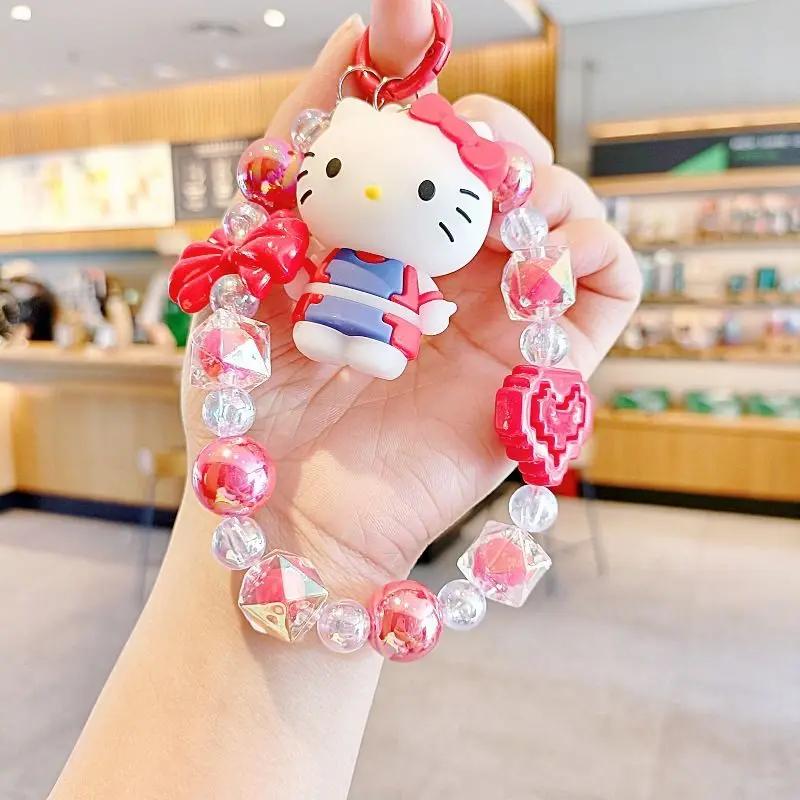 

Мультяшная Анимация Милая Цепочка из Бусин Hello Kitty Универсальный Браслет Подвеска для Рюкзака Брелок для Ключей Цепочка для Мобильного Телефона Праздничный Подарок Игрушка красный