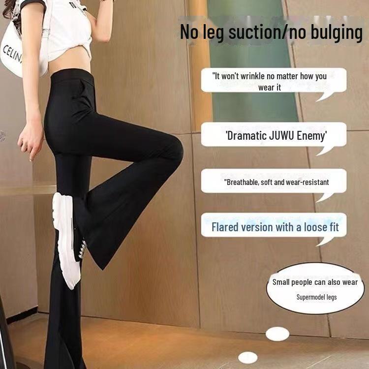 Women's High Waist Black Velvet Bell Bottom Leggings