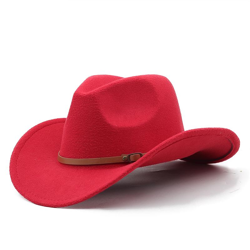 Western Cowboy Filzhut mit ethnischem tibetischem Stil und hochgekrempter Krempe für Männer und Frauen