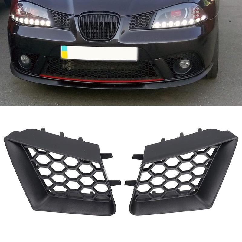 1 Par Bil Framstötfångare Övre Grill Ersättning Vänster Höger Matt Svart För Seat Ibiza Cordoba Typ 6L 2002 2003 2004 2005-2009