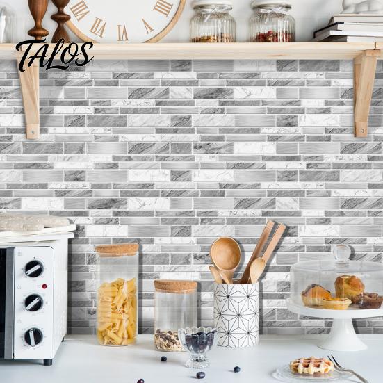 Waterproof Tile Stickers for Balcony Marble Look Wall Tiles, Self-Adhesive PVC Backsplash Tiles Kitchen Oil-proof Peel And Stick Bathroom Easy to Cut