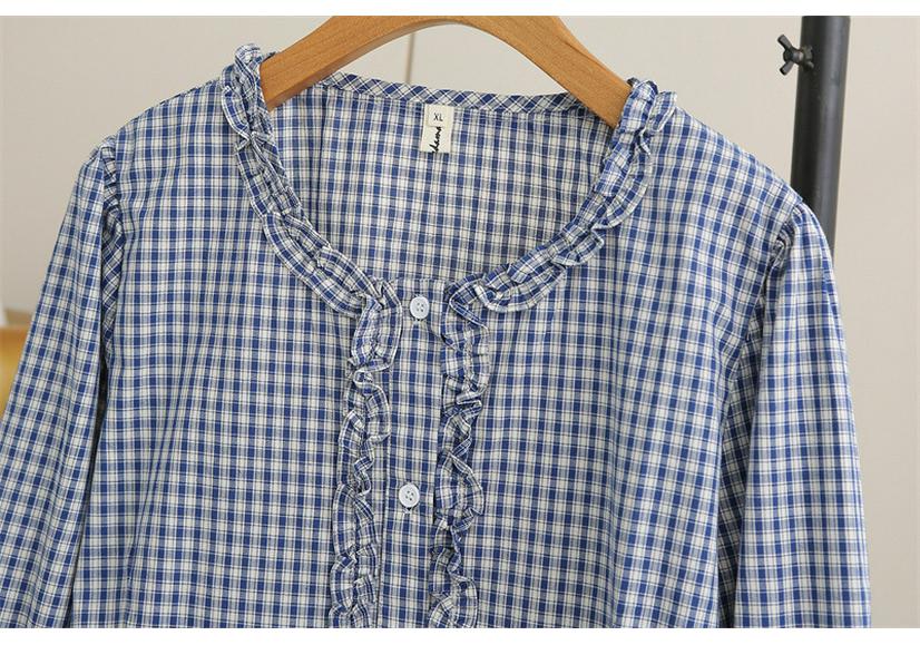 Plaid Plus Size Women's Long Sleeve Lace Round Neck Cardigan - Spring 2026