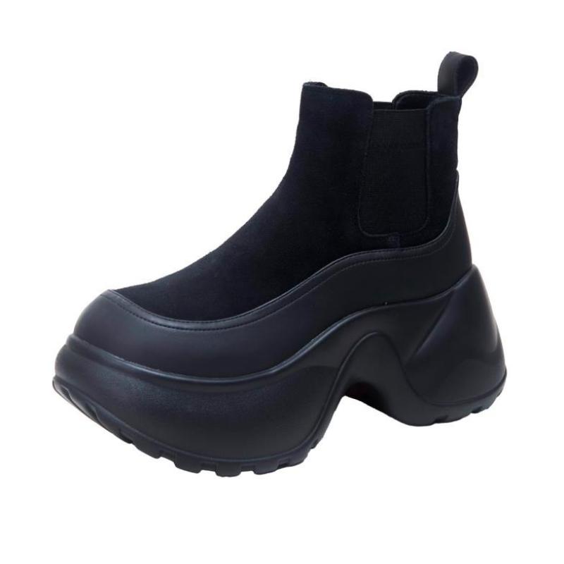 

Ботильоны для женской обуви на плоской подошве, обувь на платформе, замшевая спортивная обувь, мода зимы 2025, ботинки Челси, новый тренд, платье, женская обувь 35 чёрный