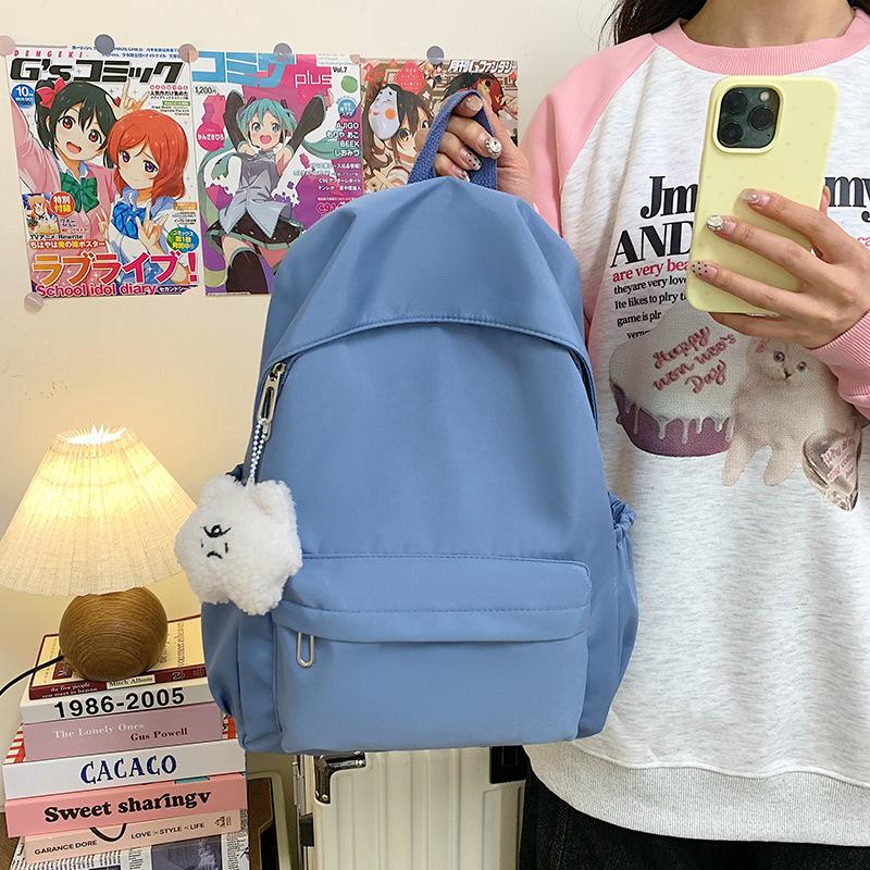 Schoolbag Japanese ins wind solid color schoolbag female versatile simple casual large capacity waterproof girl student backpack backpack