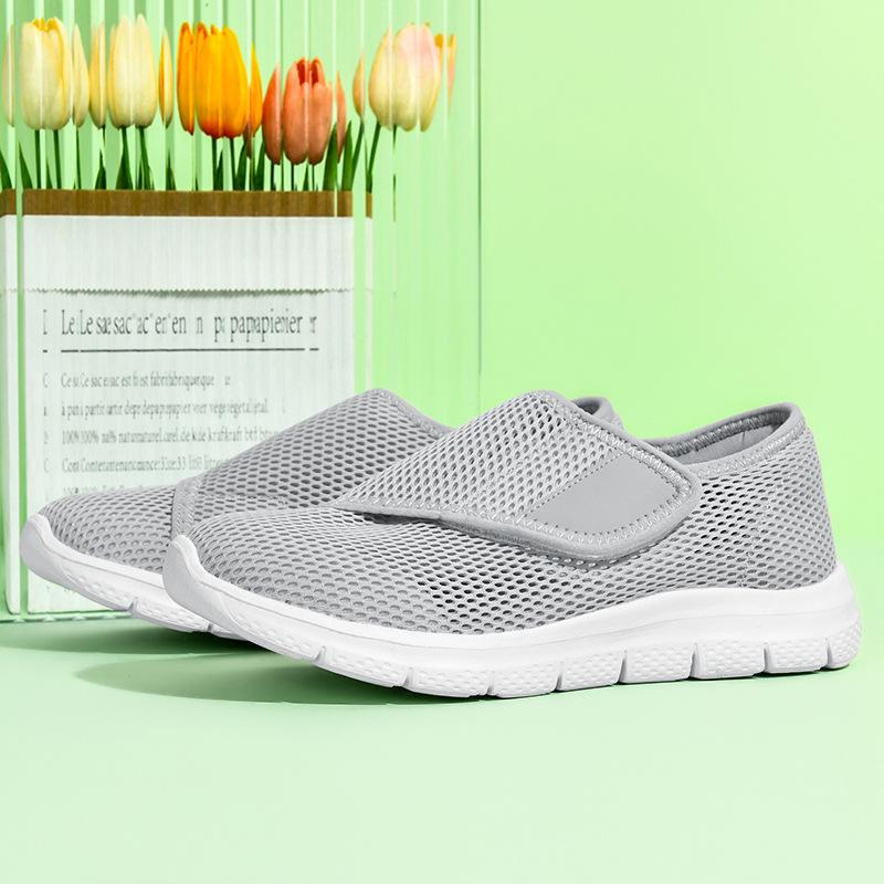 

Новая весенне-летняя женская повседневная обувь на мягкой подошве, сетчатая, полая, дышащая, на липучке, модная 44 серый