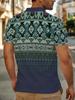 Men's Outdoor Short-Sleeve Polo Shirt with Vintage Pattern Print, Available In Multiple Sizes. Men's Lapel Polo, Slim Fit Top Suitable for Spring,
