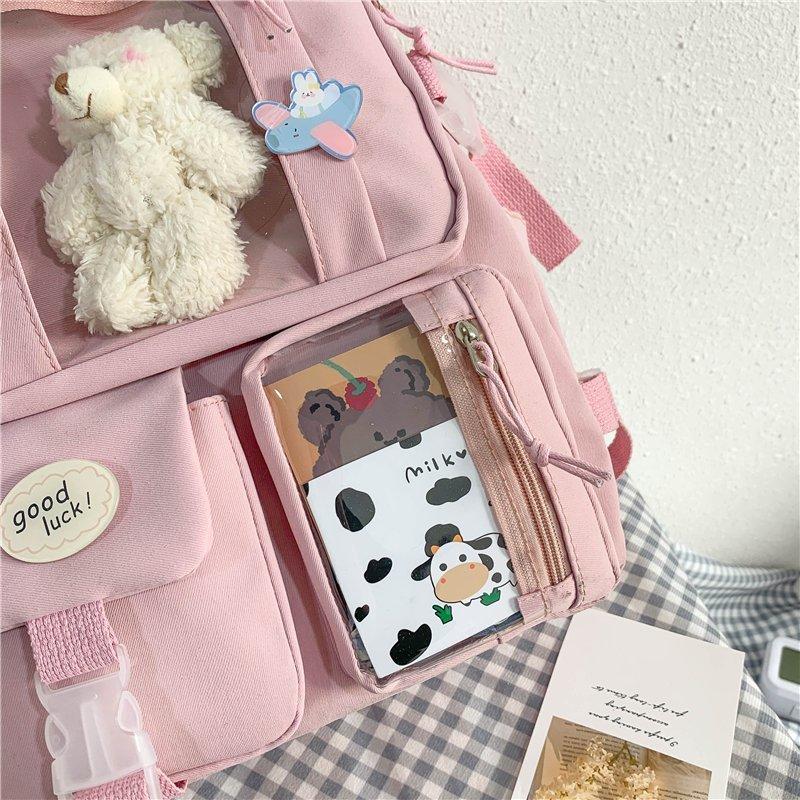 Japansk High School Jenter Ryggsekk Skolevesker for Tenåringsjenter Flere Lommer Ny Kawaii Ryggsekk Kvinner Harajuku Søt Mochila