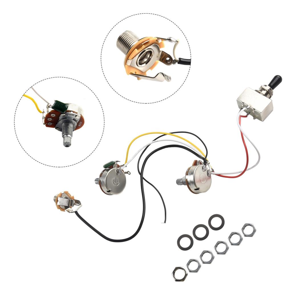 Electric Guitar Wiring Harness Kit 3 Way Toggle Switch 1 Volume 1 Tone 500K Pots