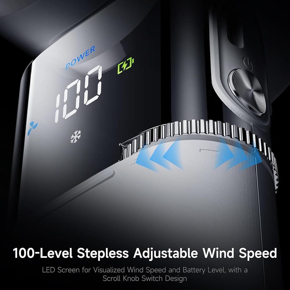 Commute/Home Office Instant Chill 3-in-1 Fan, 6000mAh Battery, 120° Rotation, Stepless Speed & Built-in Type-C Cable for Home