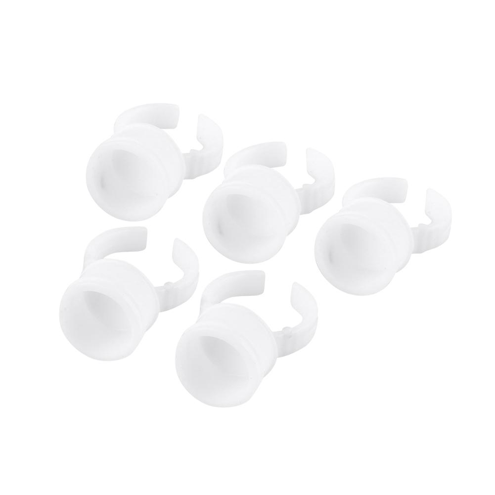 100pcs Disposable Glue Ring Pallet Holder for Eyelash Extension White Plastic Glue Pallet Tatt