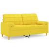 VidaXL Canapé 2 places avec oreillers jaune clair 140 cm tissu, canapé, causeuse, canapé de salon, canapés, canapé 3200787