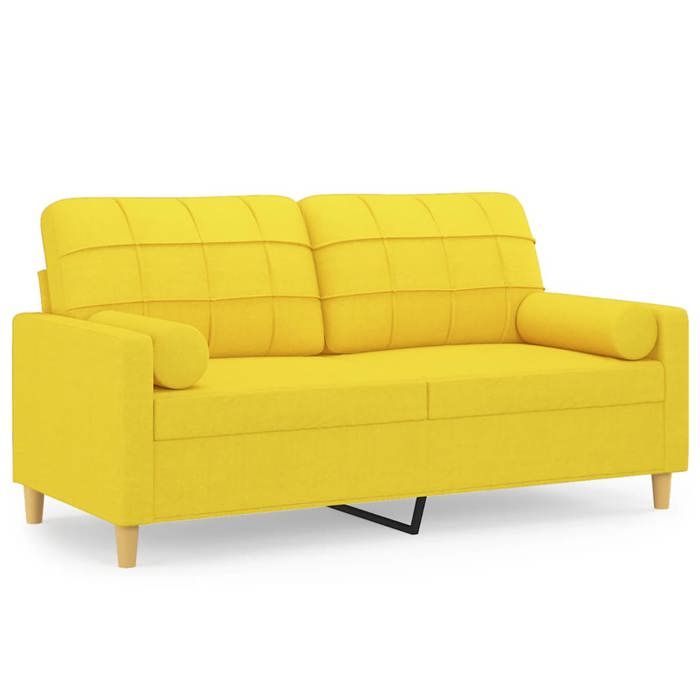 VidaXL Canapé 2 places avec oreillers jaune clair 140 cm tissu, canapé, causeuse, canapé de salon, canapés, canapé 3200787