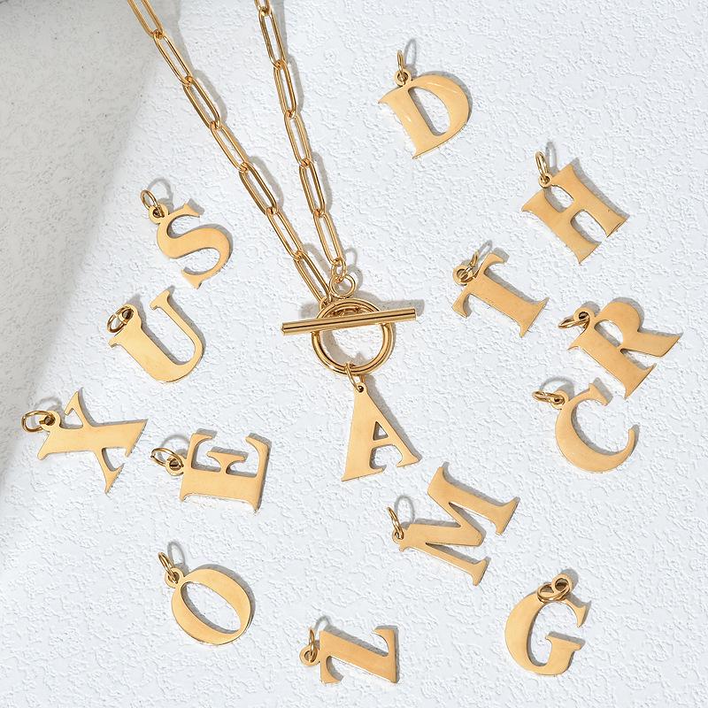 DIY 26-Letter Clavicle Chain Pendant: Personalized Stainless Steel Jewelry with a European and American Design Touch