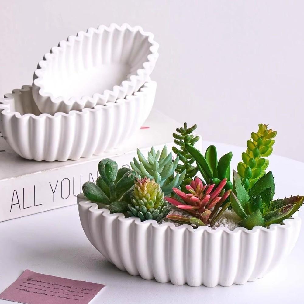 Striped Storage Bowl Mold Pleated Flower Pot Mold Castings Resin Mold Handicraft