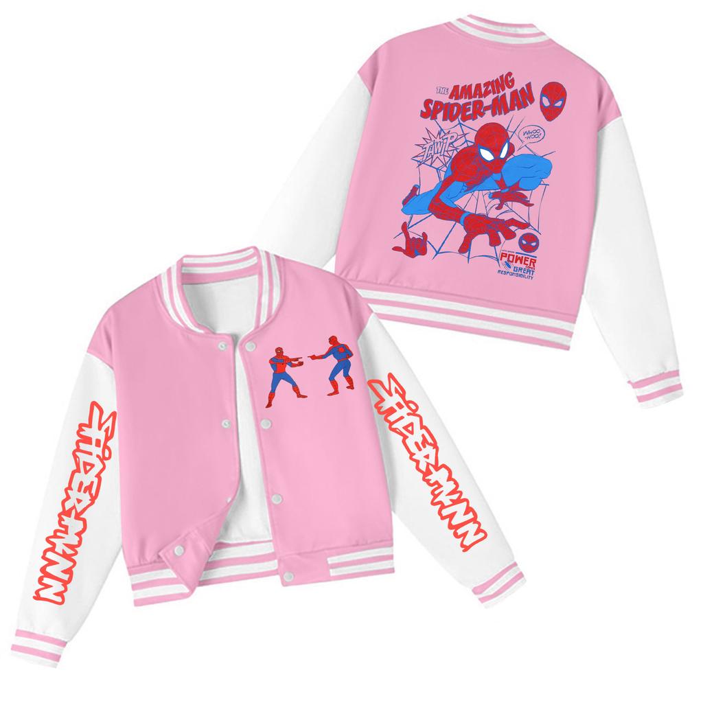 Kids Fashion Baseball Jacket Round Neck Color Casual Outerwear for Boys and Girls