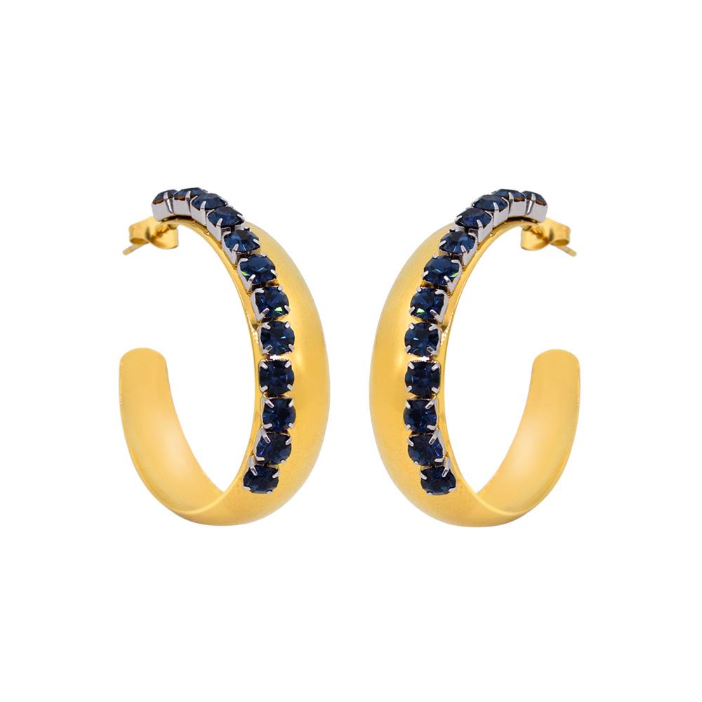 European & American Rhinestone Zircon Stainless Steel Earrings - Trendy Titanium Studs