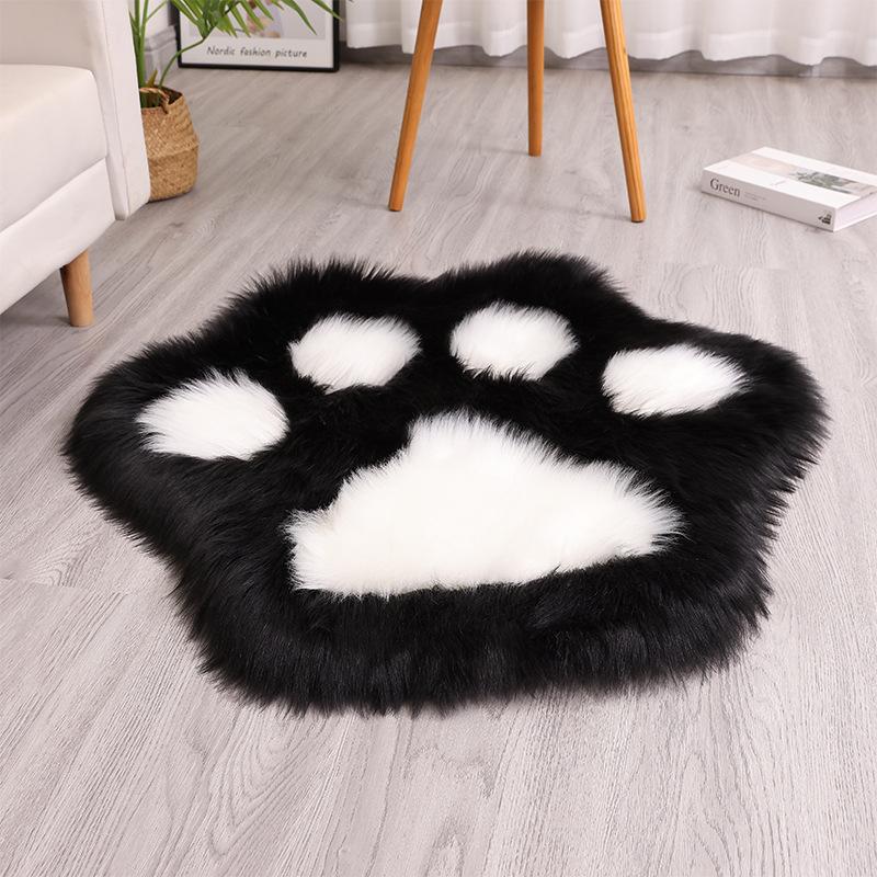 

1pcs Home Living Room Bedroom Plush Cat Paw Rug Machine Washable Sofa Floor Mat Soft Furry Animal Paw Carpet 70x59cm 70x59cm чёрный