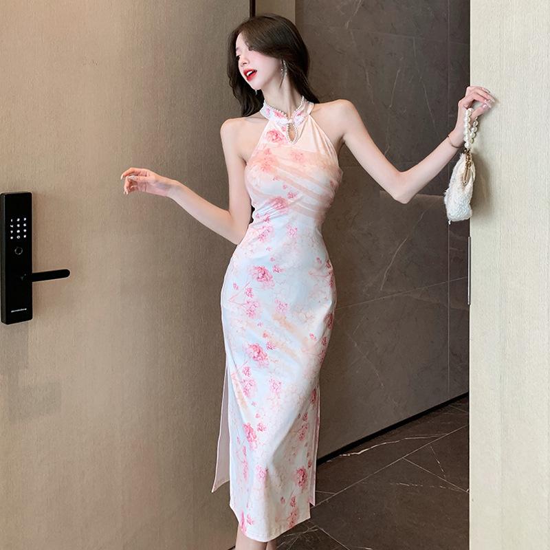 

Женская одежда в стиле Республики Китай, сетчатая строчка, облегающая, улучшенная юбка-ципао L