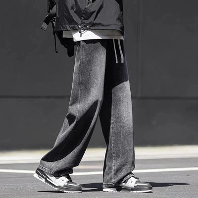 Men's Wide Leg Jeans Baggy Oversized Denim Hip Hop Streetwear Korean Trousers Vintage Joggers Track Pants Drawstring Jeans for Men Sweatpants