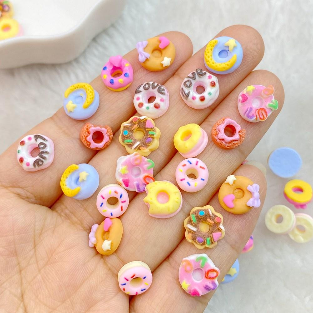 20Pcs Mixed Nail Art Resin Cartoon Doughnut Designer Charms Rhinestones DIY Craft For Nail 3D Decorations Jewelry