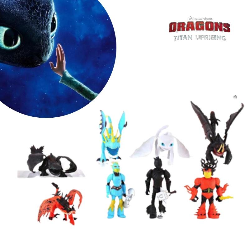 Dragon Toy Set 8-piece Night Fury Pvc Figures For Kids 4-6)