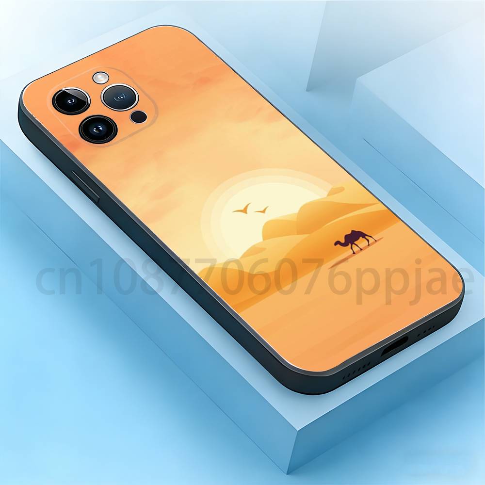 

Чехол для телефона Пустынный верблюд для iPhone 17,16,15,14,13,12,11,XR,Pro,Max,Plus,mini, Силиконовый черный чехол iPhone14ProMax