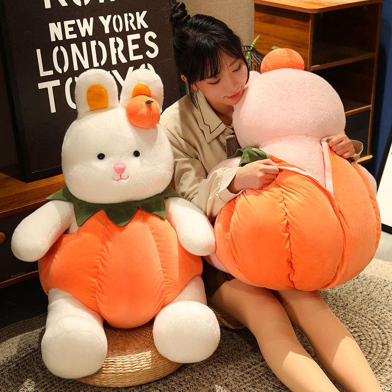 Pumpkin Pig Doll Cute Pumpkin Rabbit Doll Plush Toy Doll Girl Sleeping Pillow Birthday Gift