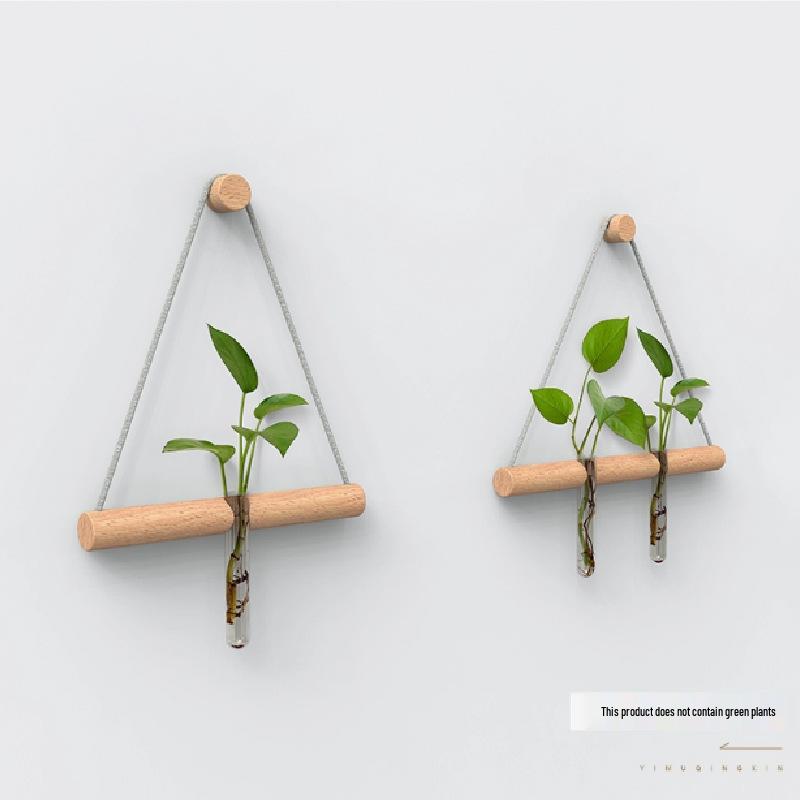 Elegant Wall Hanging Hydroponic Vase with Hemp Rope for Plants and Pothos