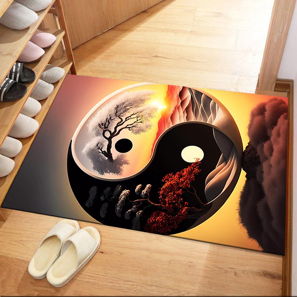 Yingyang Area Rug Design for Hallway Game Room Outdoor Living Rooms Anti-slip Rug Anime Office Decor Birthday/Christmas Gift