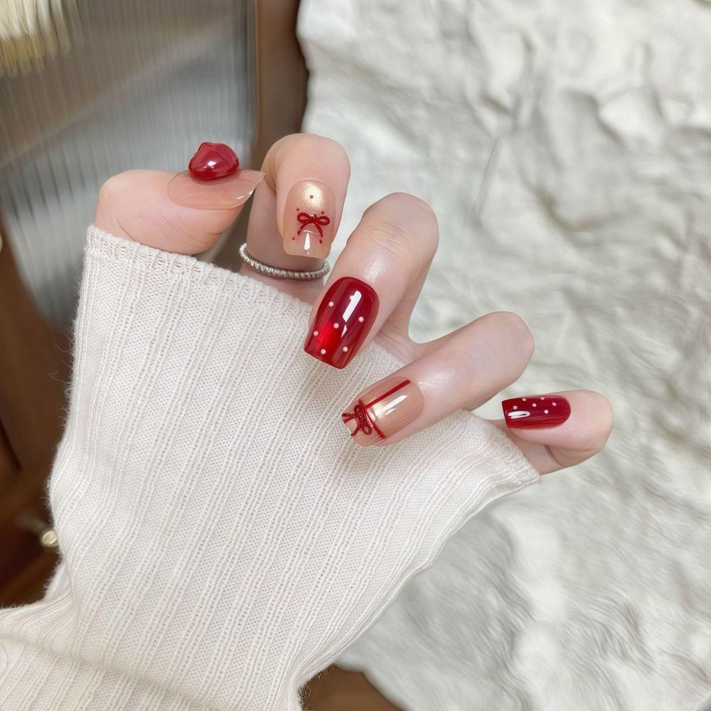 Polka Dots False Nails 30 Pcs/Set Extended Nail Extensions Cute Fake Nail Tips  Nail Art DIY