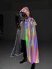 Medieval Gothic Iridescent Hooded Cloak: Reflective Cape for Halloween Parties