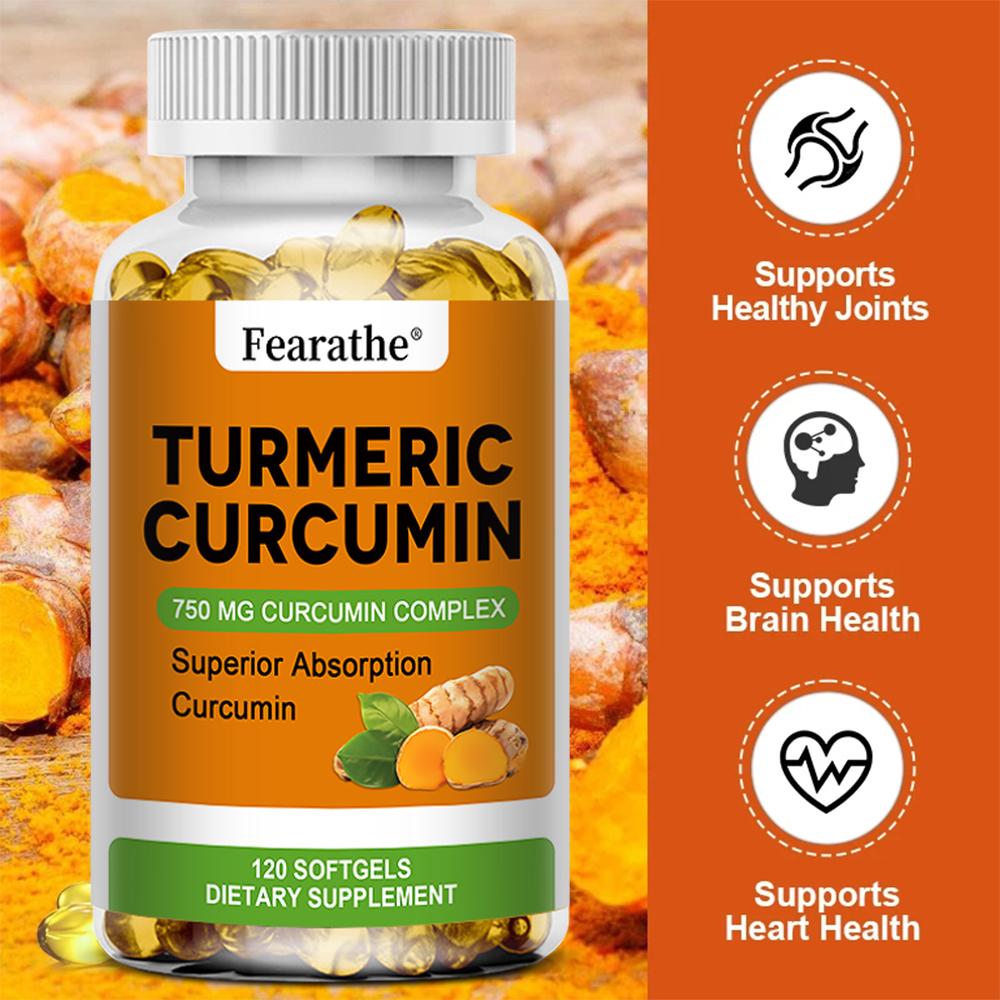 Capsule di curcumina ad alta purezza + estratto di pepe nero 750mg, 120 Capsule