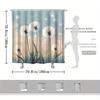 Dandelion Seeds Shower Curtain, Pastel Sky Digital Art, Soft Peach to Blue Gradient, Fade-Resistant, Machine Washable