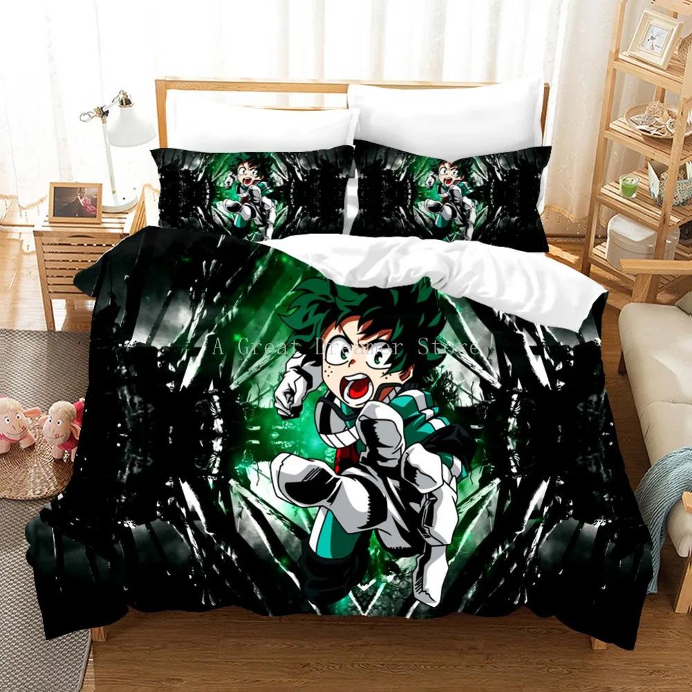 Japan Anime My Hero Academia Printed Bedding Set Cartoon Duvet Covers Pillowcases Comforter Bedding Set Bedclothes Bed Linen