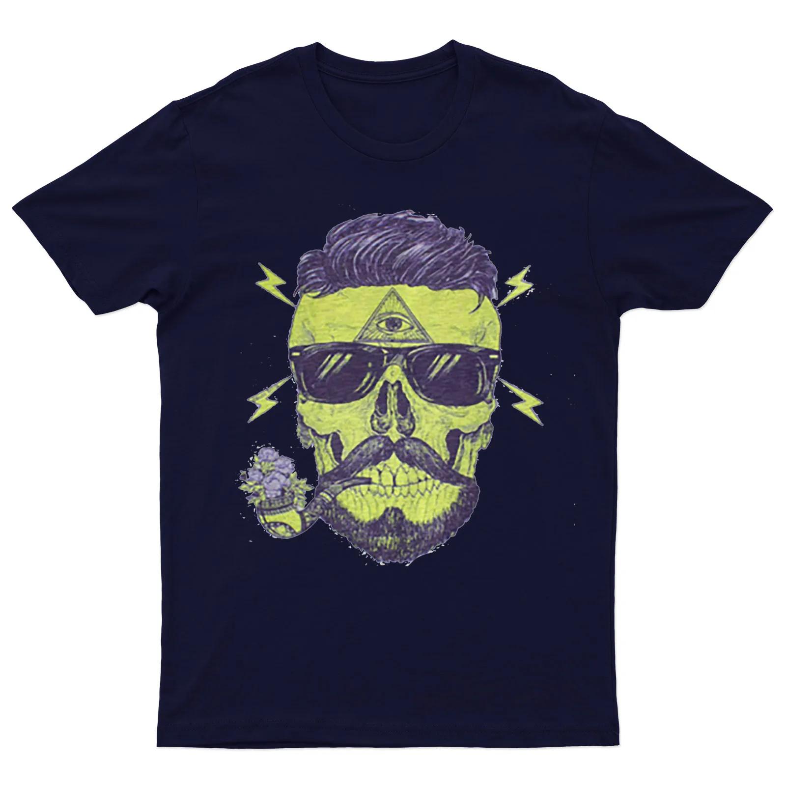 Bearded Skull Illuminati Tattoo Mens T Shirts Birthday Gift Trendy Mens 100 Cotton Casual Tshirts Loose Top Size S3XL S