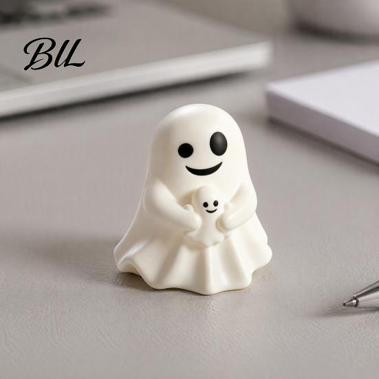 Cartoon Ghost Desktop Sculpture Halloween Cute Figurine, Mini Statue, Little Spooky Novelty Holiday Collectible Ornament for Tiered Tray Home