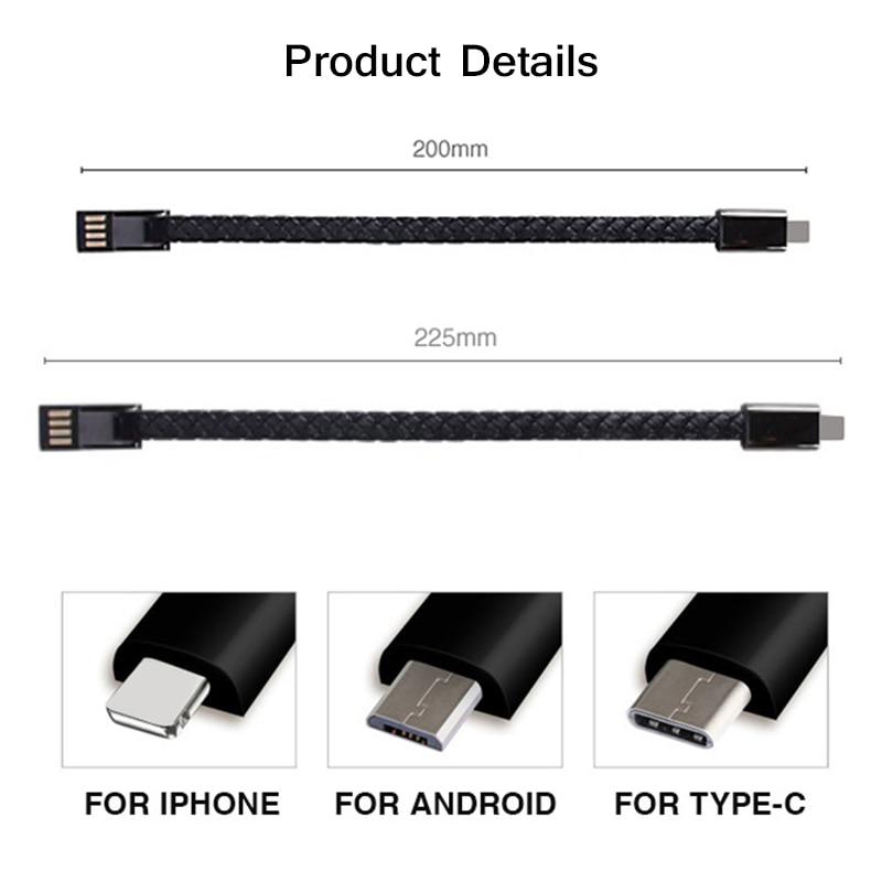 Type-C / Lightning / Micro USB přenosný kožený náramek nabíječka datový nabíjecí kabel synchronizační linka pro iPhone ipad Samsung Huawei Xiaomi Redmi oppo vivo