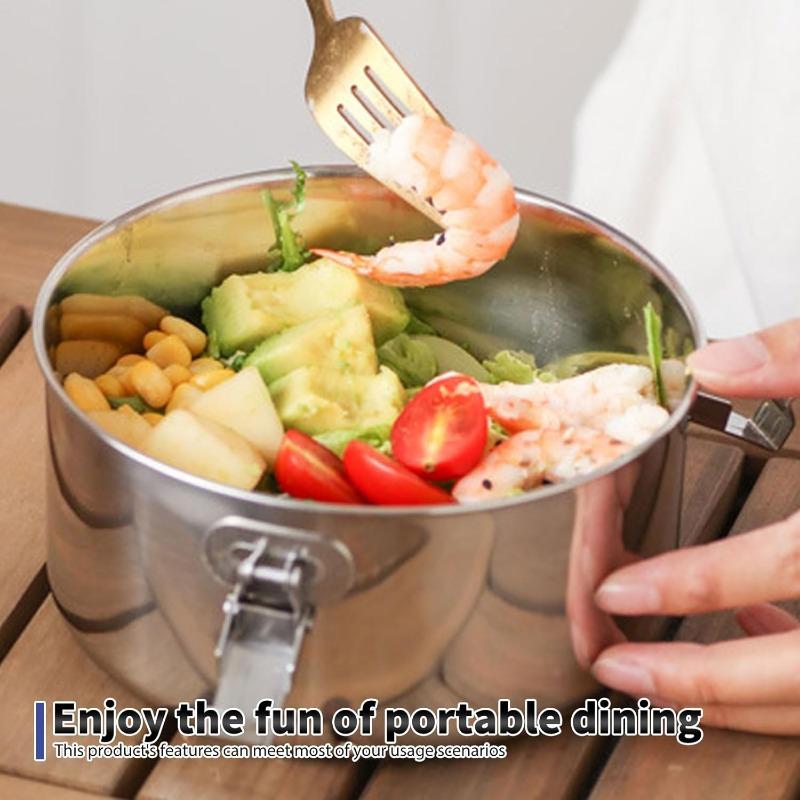 660/1040/1590ml Stainless Steel Fresh-Keep Box Sealed Lunch Box with Lid Food Container Refrigerator Fruit Organizer Container