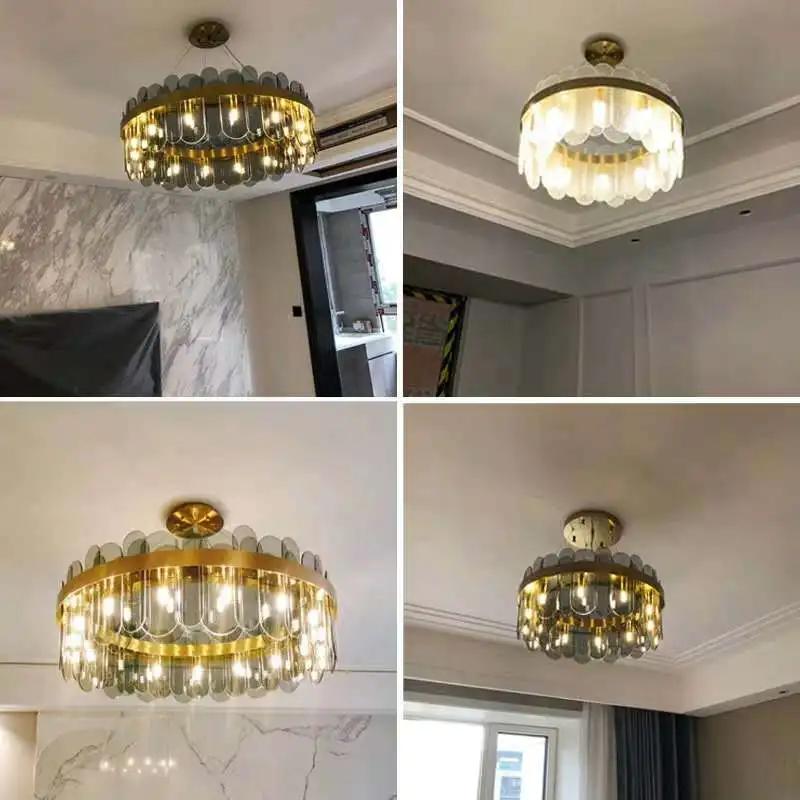 Modern Luxury LED Golden Chandelier Hanging Lights Art Decor Lighting Bedroom Living Dining Room Study Hotel Lobby Pendant Lamp