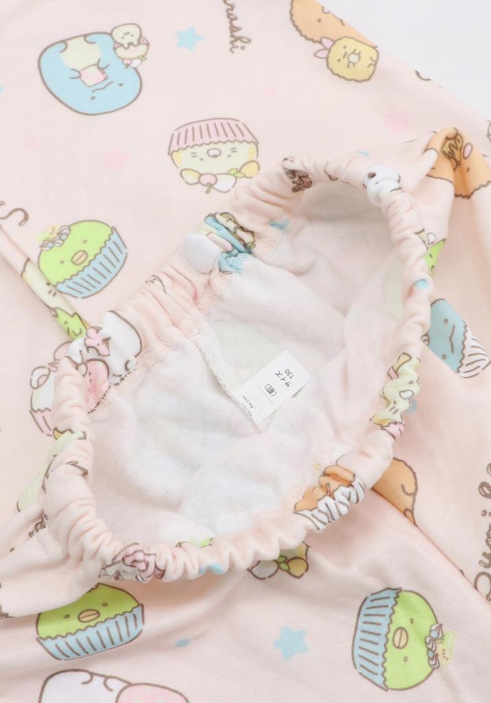 Kaituck Family Sumikkogurashi Kids' Shirt Pajamas, Long Sleeve, Quilted, Spring/Autumn, Sizes 130cm, 140cm, and 150cm (140cm, Pink)