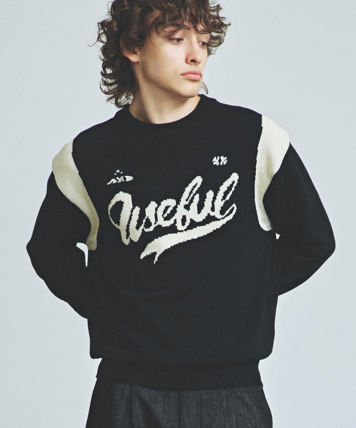 Nitied Varsity Embroidered Logo Knit Black M