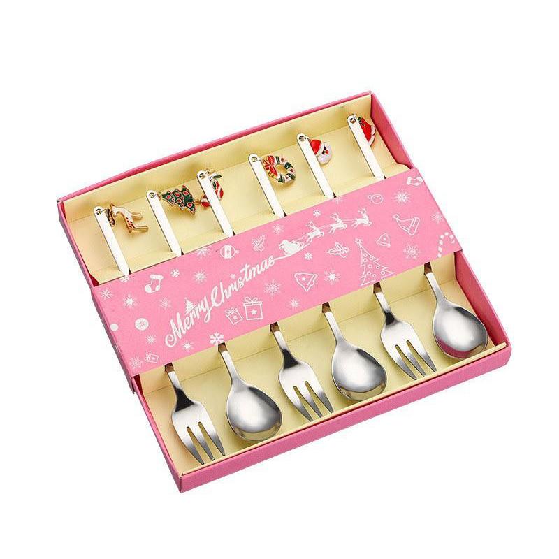 Stainless Steel Christmas Spoon Set Elk Pendant Exquisite Craft Tea Spoon Creative Tableware Party Ornament Style Dessert Spoon