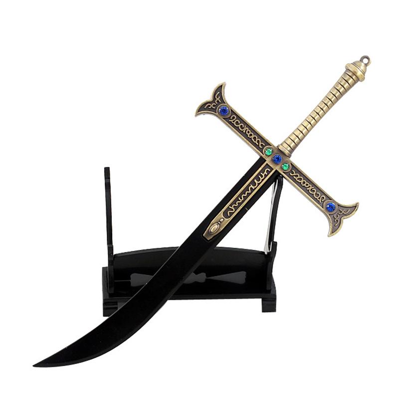 24cm Night Dracule Mihawk OP One Metal Blade Black Sword Piece WeaponsModel Anime Peripherals Toy for Boy Kid 1/6 Doll Equipment