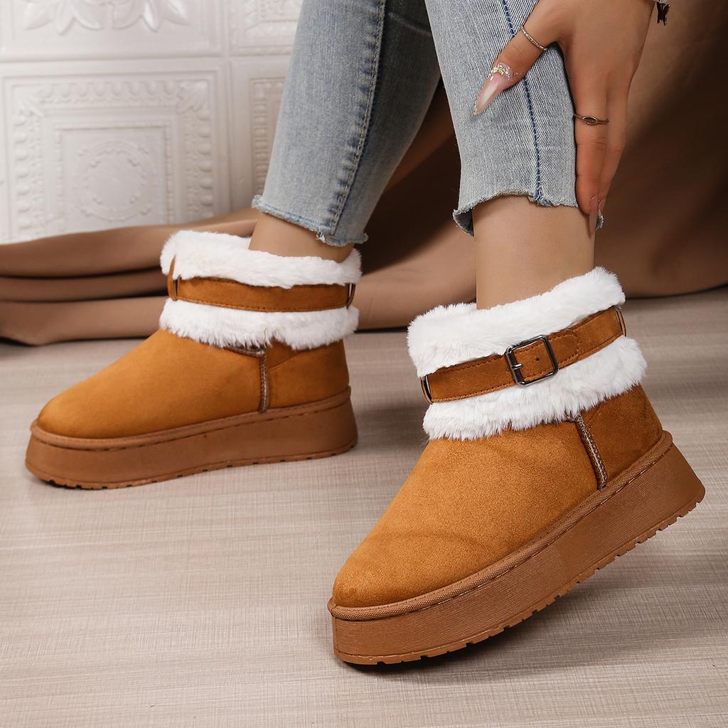 Fashion 2025 New Women Single Boots Casual Warm Non-slip Snow Boots Women Winter Outdoor Women Shoes Thick Soled Plush Mid-calf Boots