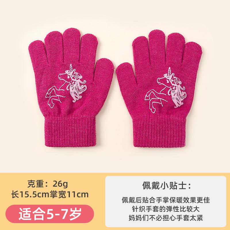 Children's gloves Halloween girls winter warm cold finger cartoon cute men thin knitted full finger protection