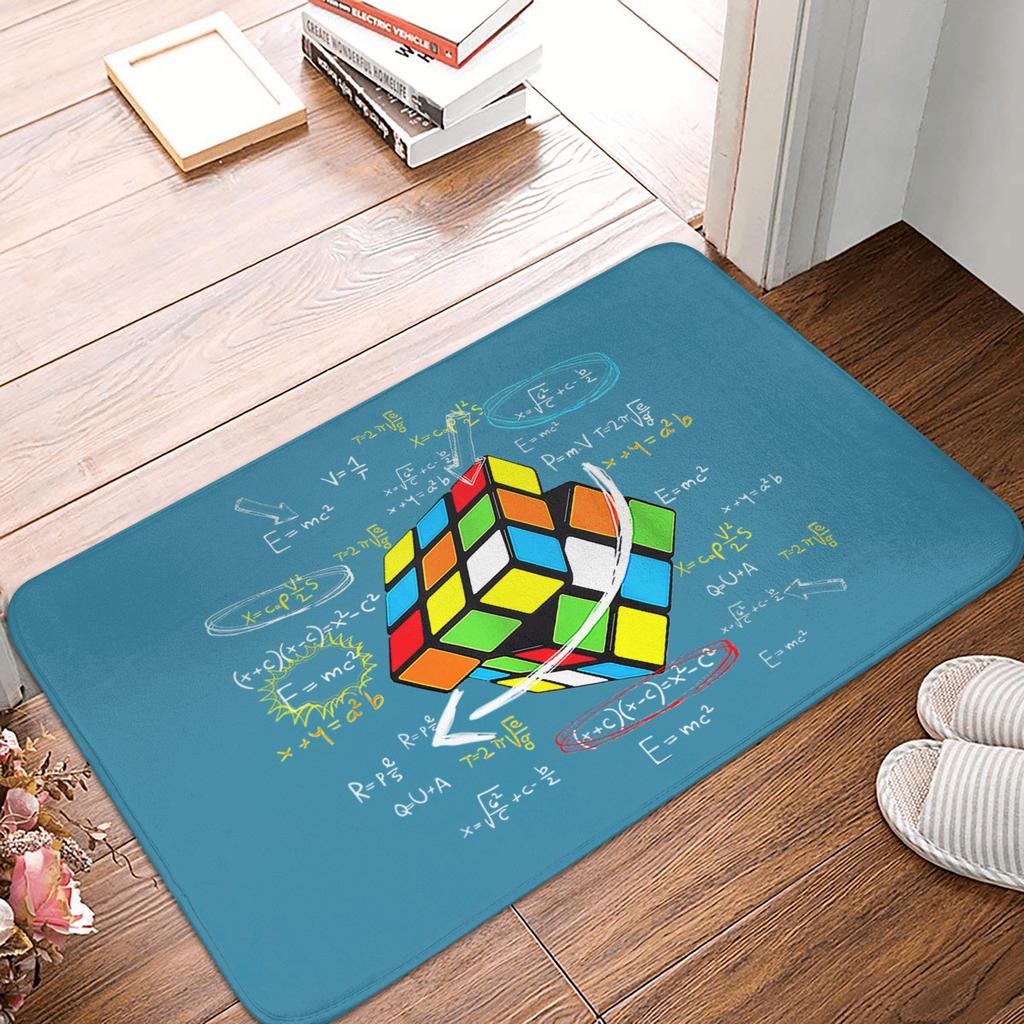 Math Rubiks Cube Floor Door Kitchen Bath Mat Anti-Slip Indoor Geek Teacher Gift Doormat Toilet Entrance Carpet Rug
