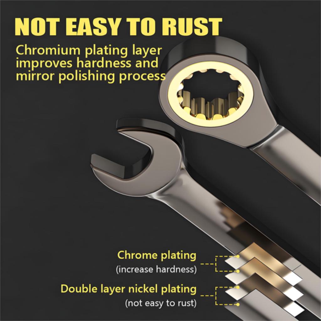 Black Coated Ratchet – Industrial Grade Compact Double-Ended Auto-Reverse Bidirectional Labor-Saving Wren 18mm