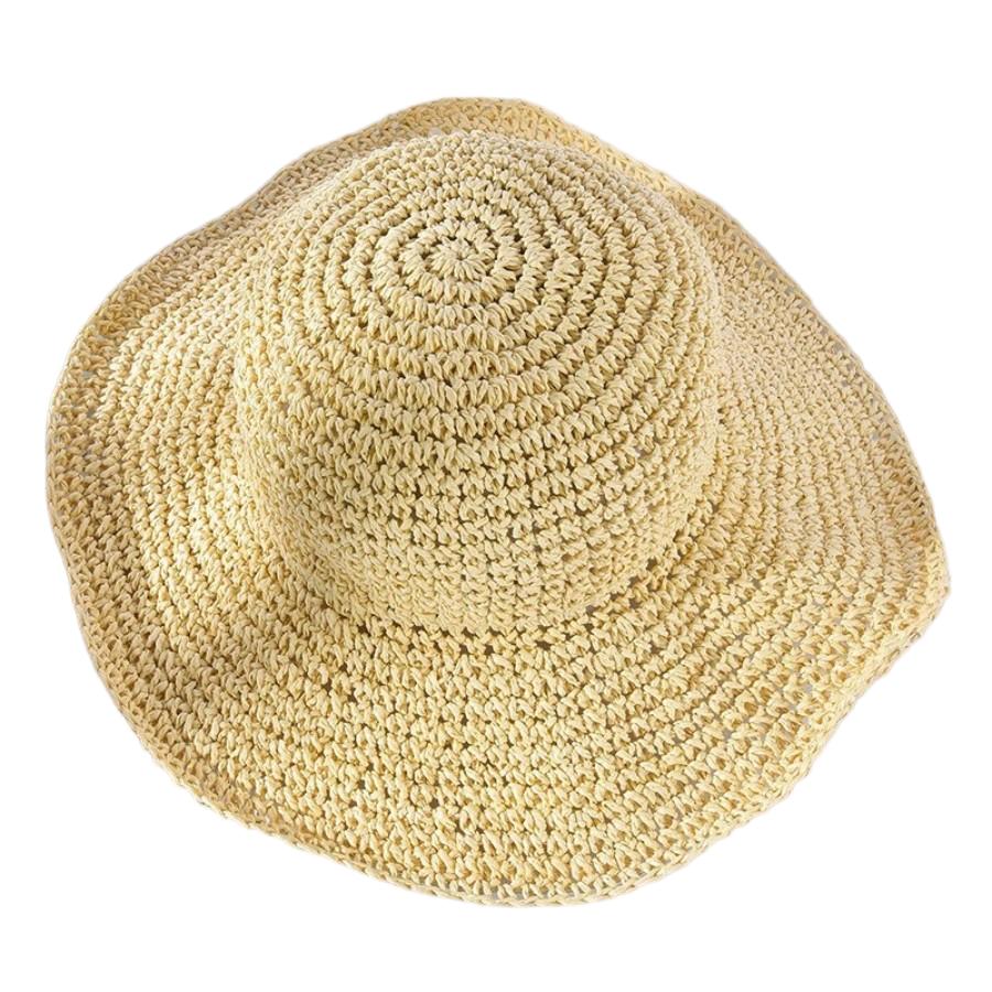 Sommer-Strohhut für Damen, faltbar, natürlicher Stroh-Eimerhut, Outdoor, durchlässig, atmungsaktive Fischerkappe, Reise, Strand
